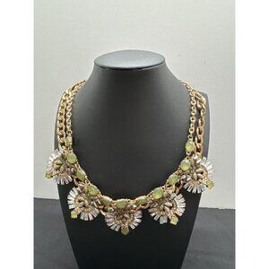 Lane Bryant Gold-Tone Statement Necklace With Green & Clear Gemstones